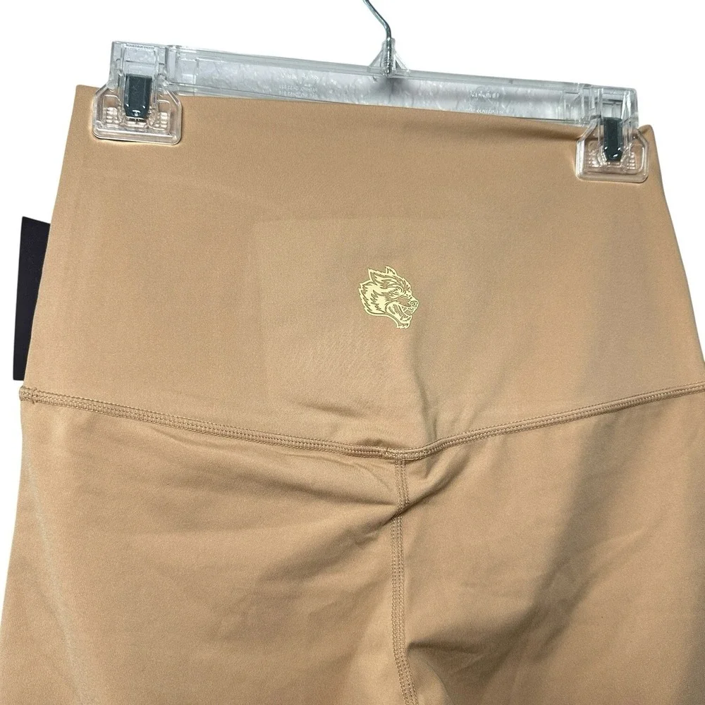 NWT Darc Sport She Wolf Head Biker Shorts Size M Brown High Waist Gym Streetwear